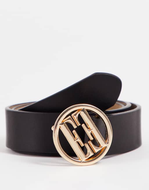 ELLE - Riem met ronde logogesp in zwart