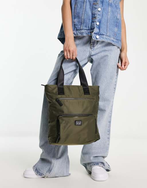 Princess Makeup Bag Elle Sport logo nylon front pocket bag in khaki ClassicfuncenterShops