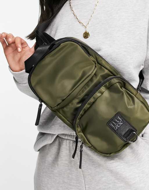 Elle Sport nylon double pocket backpack in khaki