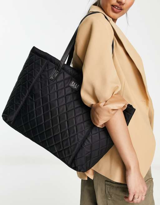 Elle Sport quilted tote bag in black