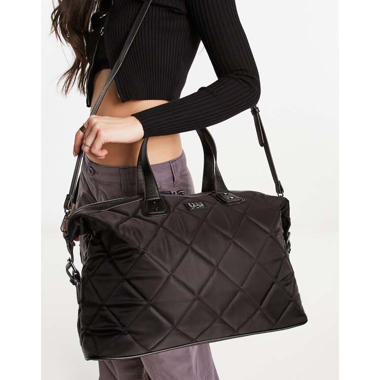 Black quilted weekender clearance bag