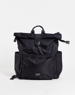 ELLE Sport roll top backpack in black