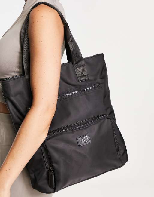 Elle Sport - Tote tas met zak aan de voorkant in zwart
