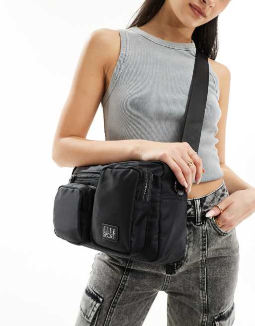 Elle Sport – Umhängetasche in Schwarz mit Utility-Taschen, 4 von 4
