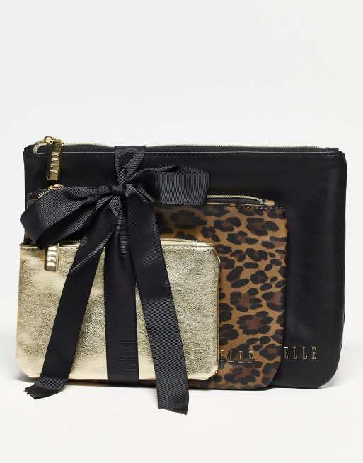 Elle - Tre trousse per il make-up multicolore con logo