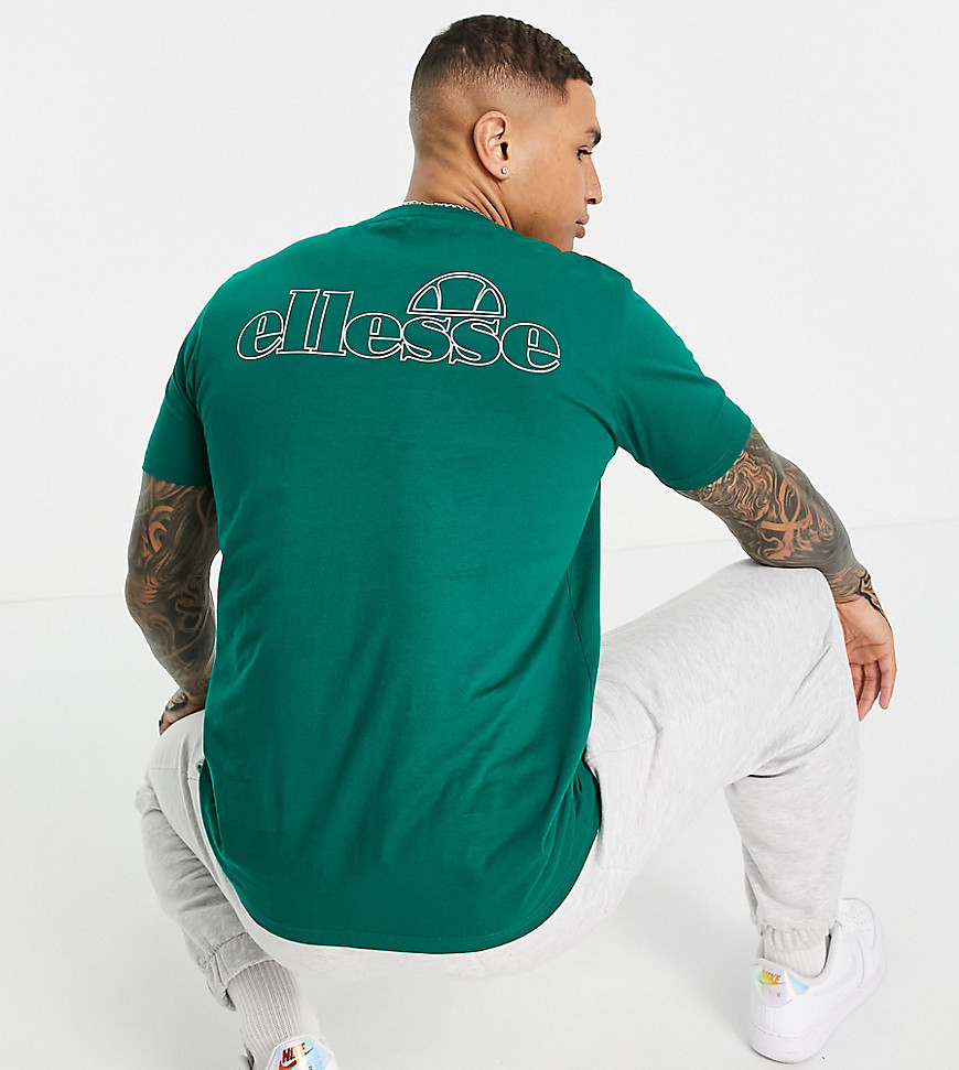 ellese small center logo T-shirt in green with logo back print - Exclusive to ASOS