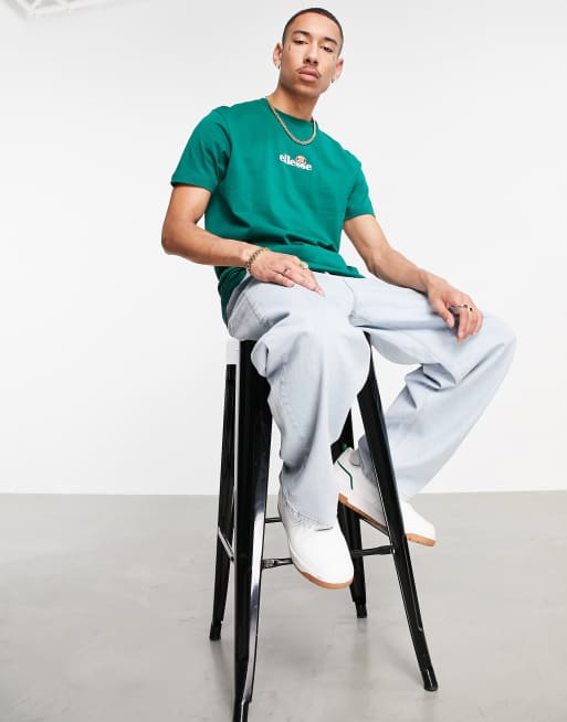 ellese small central logo t-shirt in green exclusive to ASOS, 4 of 4