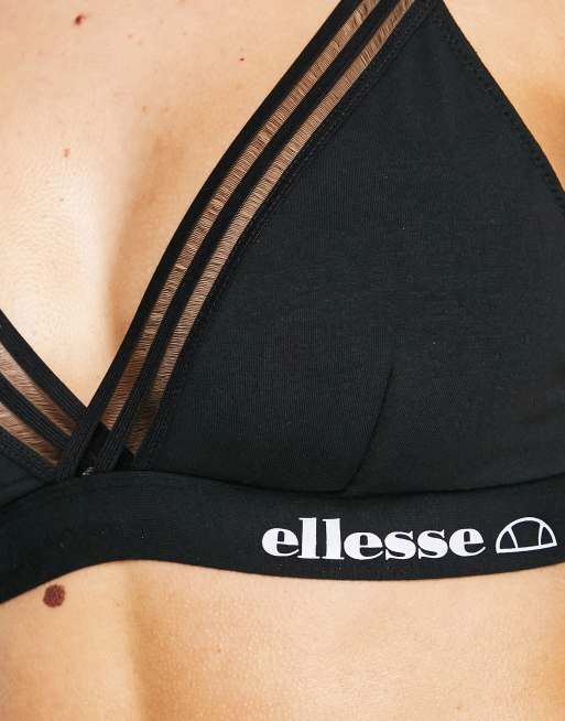 ellesse 2 pack bralets with filament elastic in black and white, 3 of 4