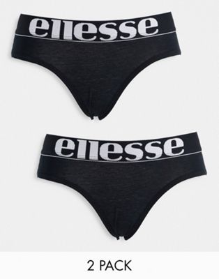 Ellesse 2 pack briefs with logo banding in black