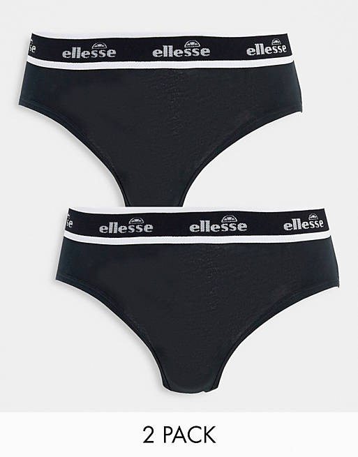 Ellesse 2 pack briefs with mesh back in black and grey