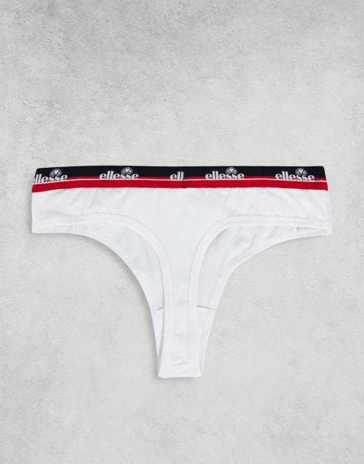 ellesse – 2-pack svarta och vita stringtrosor med märkestryck, 3 av 4
