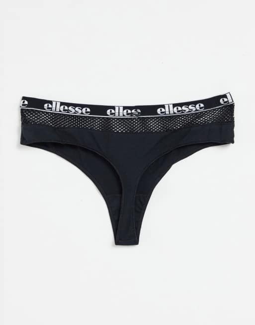 Ellesse 2 pack thongs with mesh insert in black and white, 2 of 4