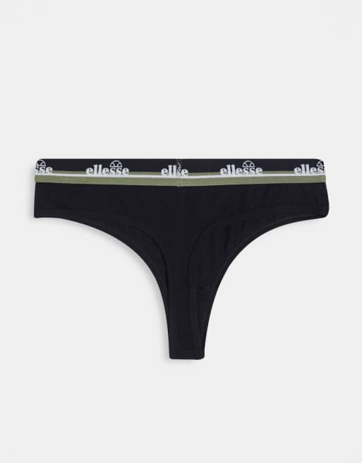 ellesse 2 pack thongs with mesh panel in black, 2 of 4