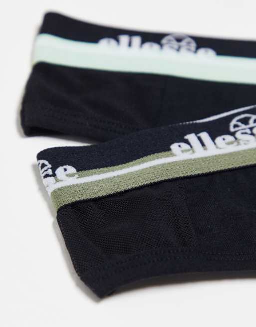 ellesse 2 pack thongs with mesh panel in black, 3 of 4