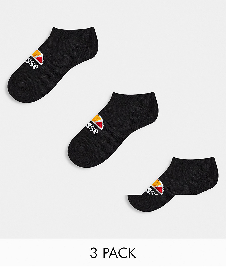 Ellesse 3 pack ankle socks in black