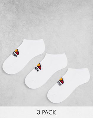 Ellesse 3 pack ankle socks in white - ASOS Price Checker