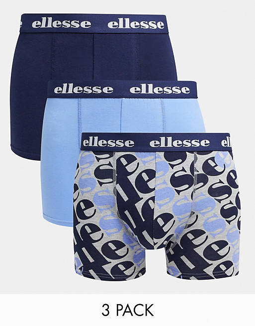 Ellesse 3 pack boxers in blue and navy