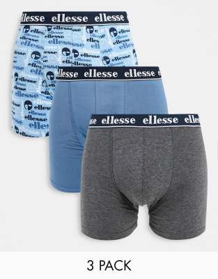 ellesse Ellesse 3 pack boxers in blue