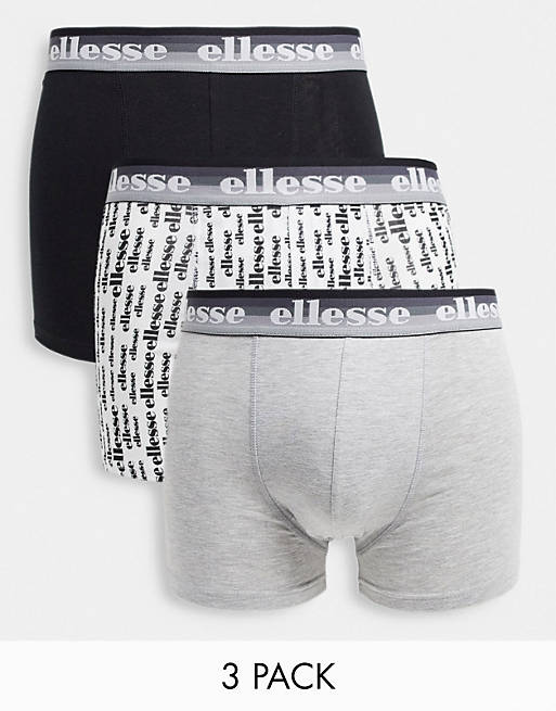 pants Ellesse Triple Pack Boxer Shorts in Black cotton trunks underwear 