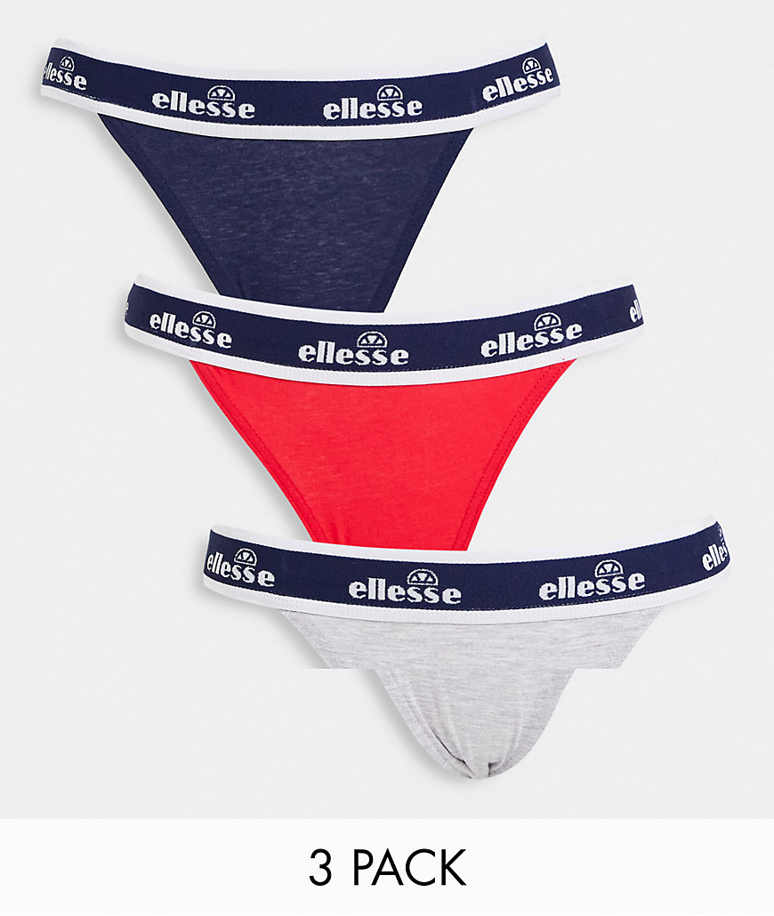 ellesse 3 pack brazilian logo waistband briefs in navy red and grey