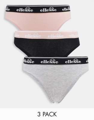 Ellesse 3 pack high leg brief in grey black beige - ASOS Price Checker