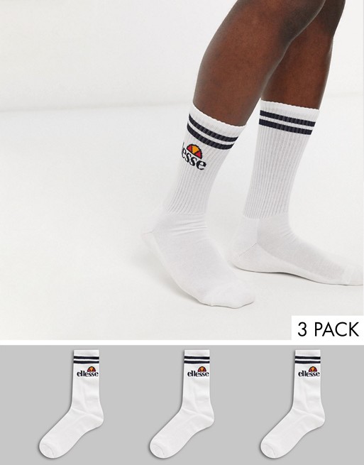 Ellesse 3 pack mens sport socks in white