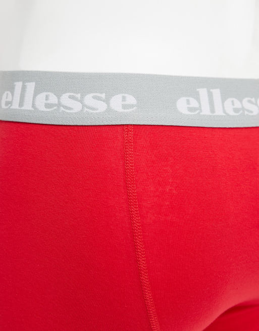 ellesse 3 pack of boxers in printed grey and plain red/navy, 4 of 4