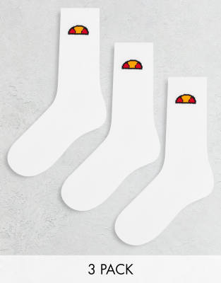 Ellesse 3 Pack Socks In White Asos