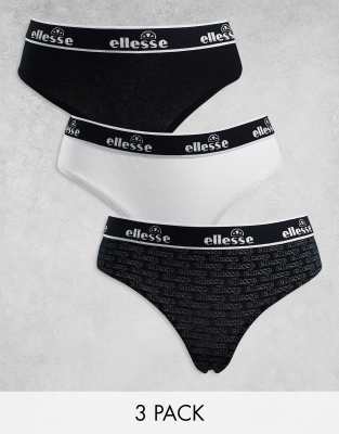ellesse Ellesse 3 pack thong in black and white