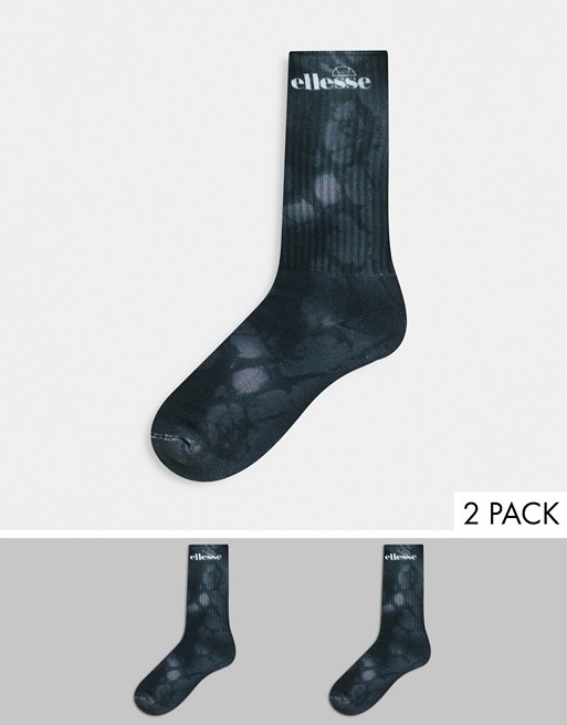 ellesse 2 pack tie dye socks in black - exclusive to ASOS