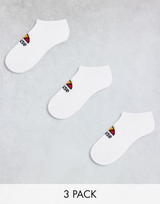 ellesse ellesse 3 pack trainer socks in white