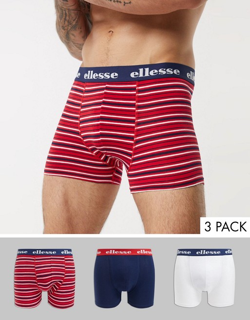 Ellesse 3 pack trunks in blue red stripes
