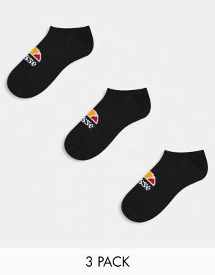 ellesse - 3er-Pack knöchelhohe Socken in Schwarz