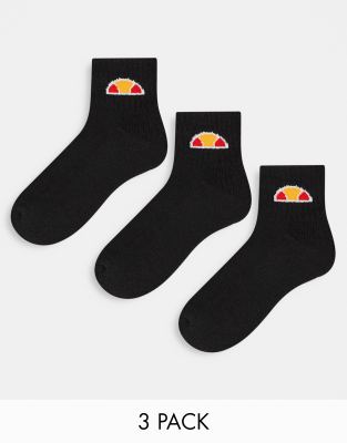 ellesse - 3er-Pack mittelhohe Socken in Schwarz