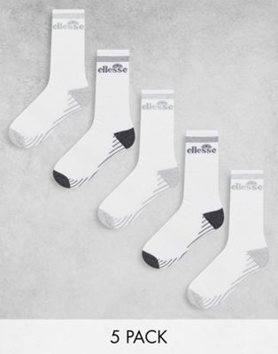 Ellesse 5 pack sports socks in grey and white