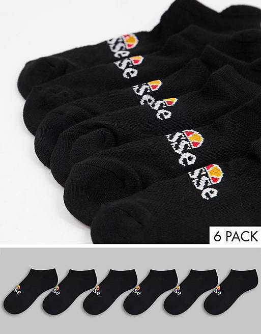 ellesse 6 pack logo trainer socks in black