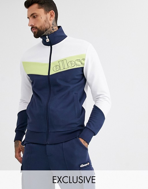 ellesse Acqua track jacket with reflective piping in navy exclusive at ASOS