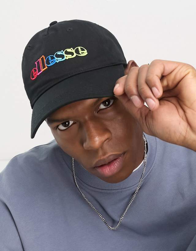 ellesse - acurio baseball cap with rainbow logo in black