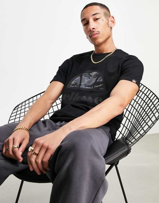 ellesse Alta Via large chest logo t-shirt in black