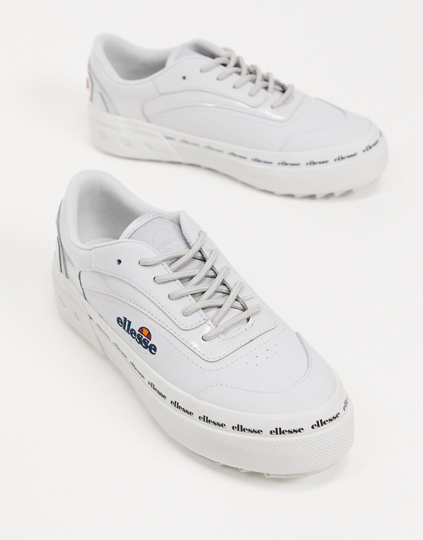 Ellesse Alzina Flatform Chunky Sneakers In White-grey