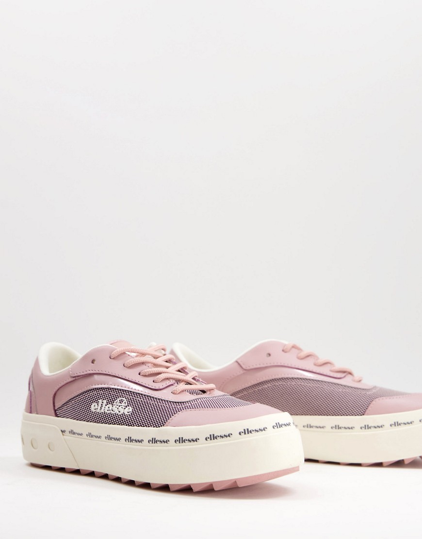 Ellesse Alzina Lace Up Sneakers In Pink/off White-purple