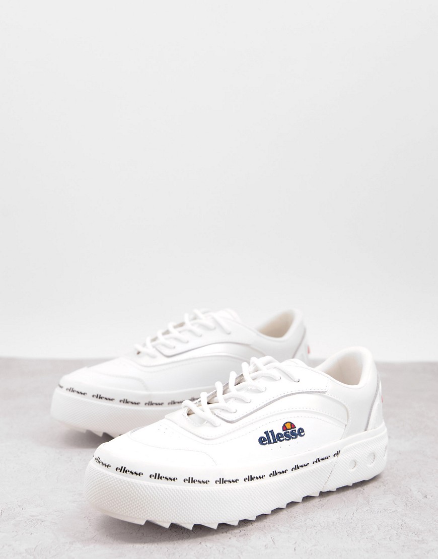 Ellesse alzina leather flatform retro sneakers in white