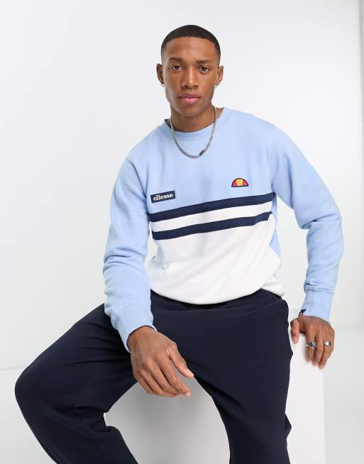 ellesse – Amaseno – Blå, vit, blockfärgad sweatshirt