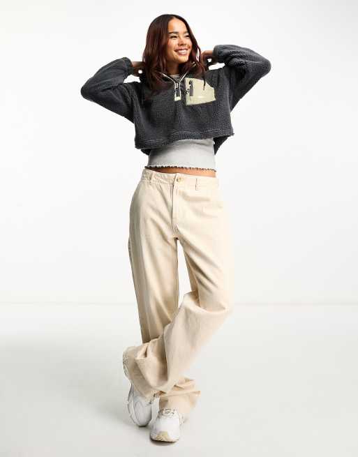 ellesse – Angelis – Mörkgrå fleece med huva och 1/4-lång dragkedja , 4 av 4