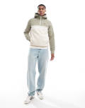 ellesse Antogoni colourblock overhead hoodie in khaki and beige-Green