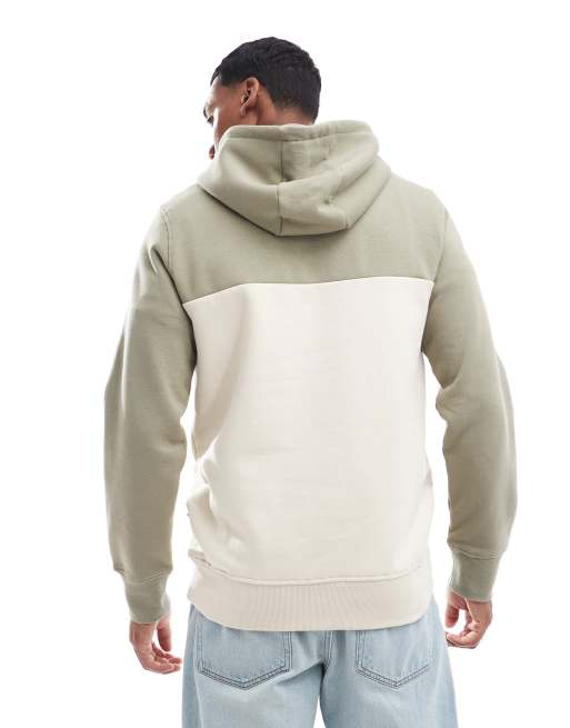 ellesse Antogoni colourblock overhead hoodie in khaki and beige