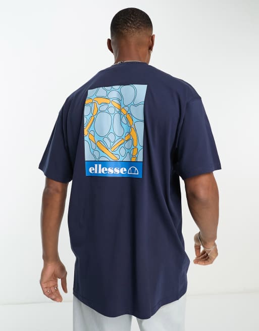 ellesse Aquria t-shirt with back print in navy ASOS