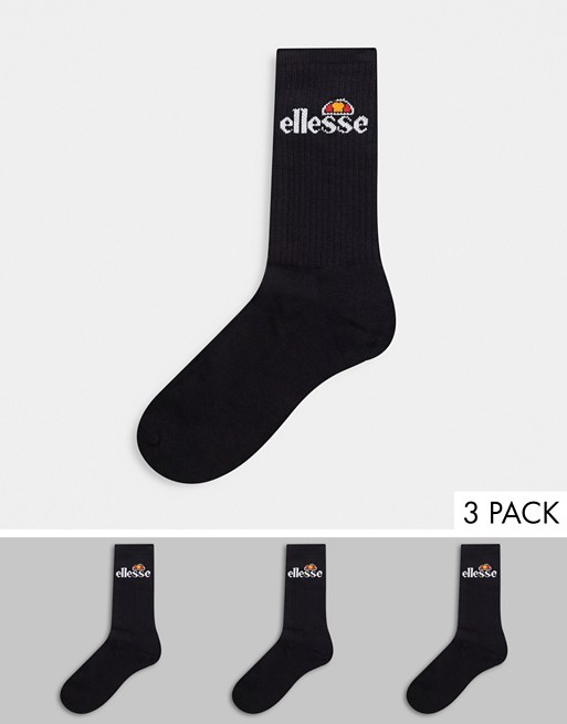 ellesse Arrom 3 pack sport sock in black
