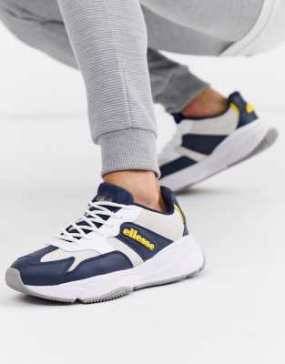 ELLESSE ELLESSE AURANO LEATHER CHUNKY SNEAKER IN NAVY/WHITE