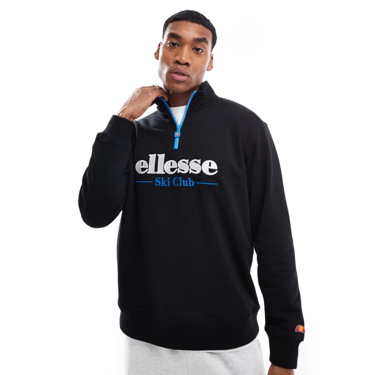 ellesse Baleor quarter zip sweat in black | ASOS